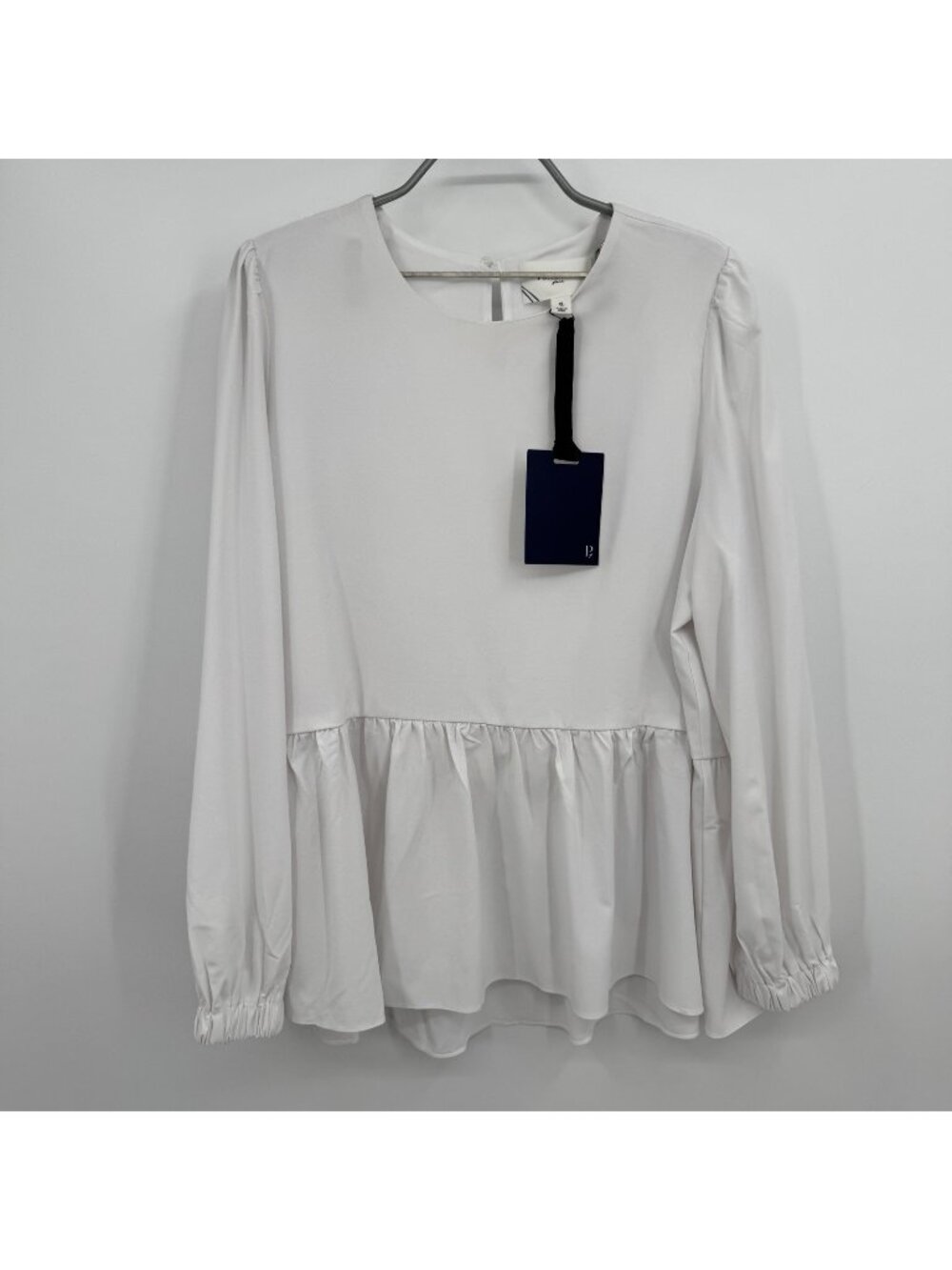 Pomander Place by Tuckernuck White Carlota Peplum Blouse size XL NWT